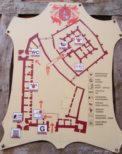 Карта замка в Тракае